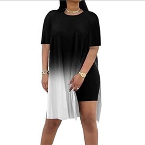 AOMONI Black and White Ombre Two Piece Set